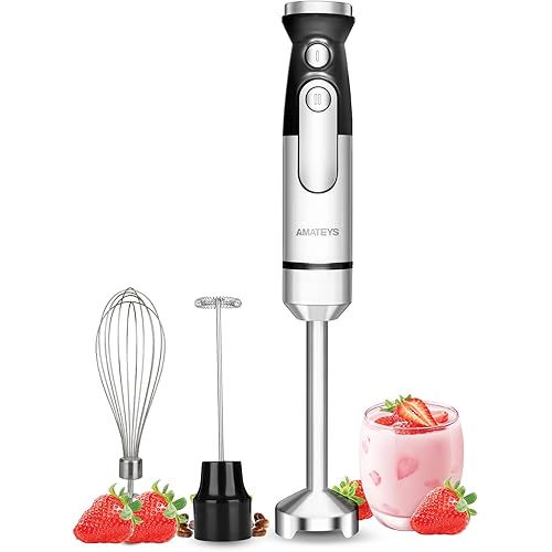 Immersion Blender Handheld,700W Hand Mixer Infinitely Variable Speeds,Multi-function Stainless Steel Stick Electric Kitchen Smoothie Blender with Detachable Whisk, Milk Frother,for Soup Puree
