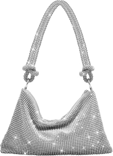 TINDTOP Bolso de noche para mujer, bolso de mano con diamantes de imitación para mujer, mini bolsos brillantes, bolsa cruzada para fiesta de cóctel