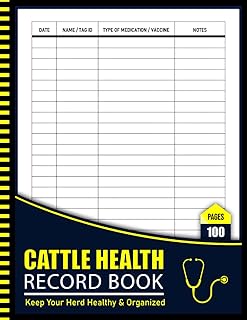 Cattle Health Record Book: Livestock Medical Log for Vaccinations, Treatments, Vet Visits, Breeding and Calving Records for Farmers and Ranchers
