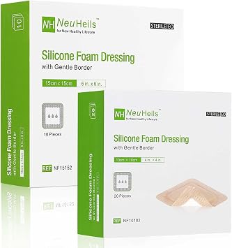 4x4 20pks + 6x6 10pks Silicone Foam Dressing for Bed Sore by NeuHeils