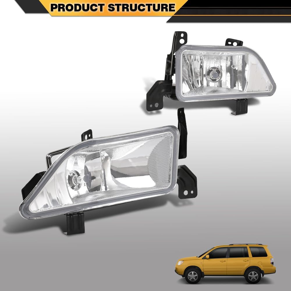 Pair Fog Lights Bumper Driving Lamps Left+Right Fit Honda Pilot 2006 2007 2008 33951S9VA11, 33901S9VA11 White