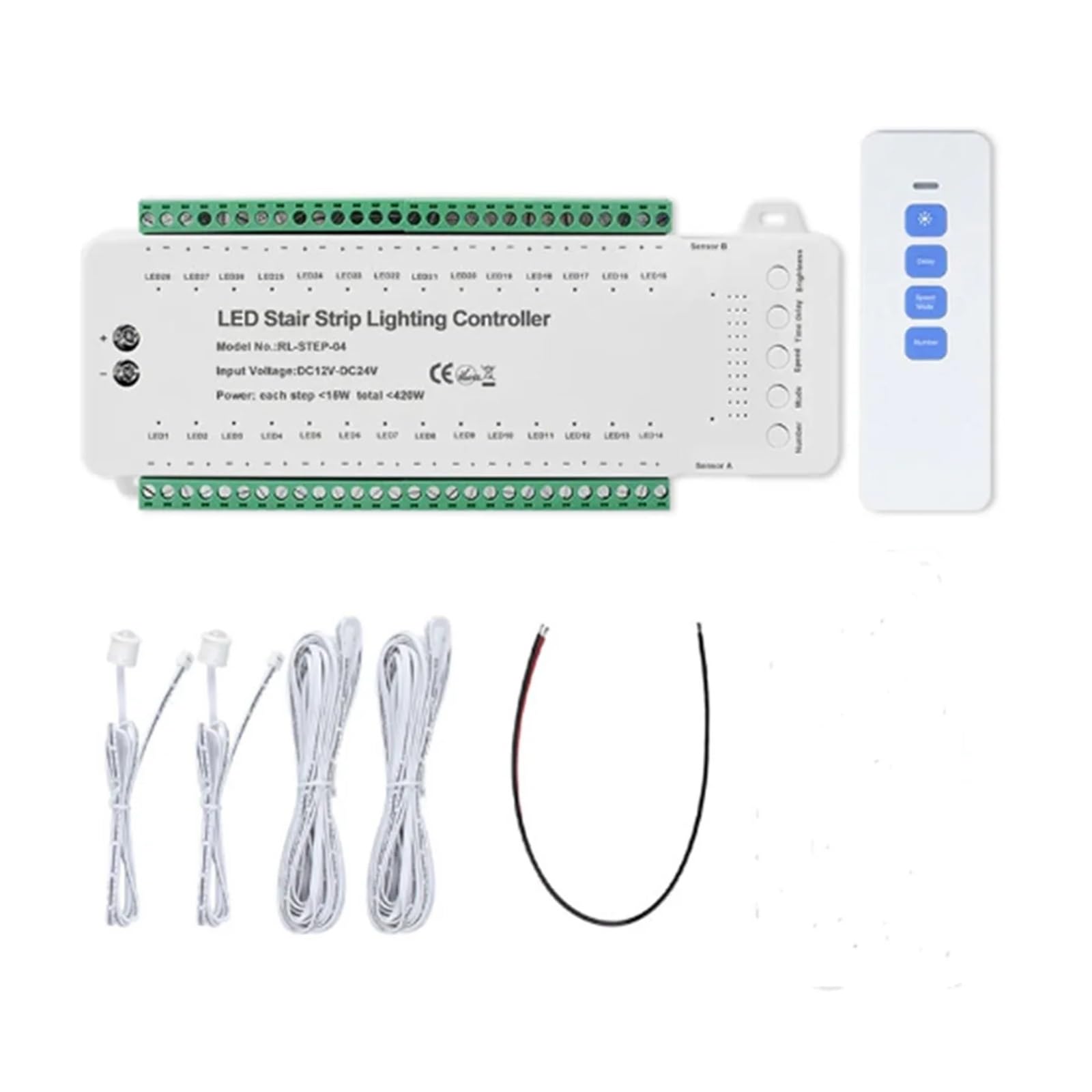 Kontroler oświetlenia schodowego, 28-stopniowy Sterownik Oświetlenia Schodowego Z Czujnikiem Ruchu PIR 28-kanałowy Ściemniacz Pasków Schodowych DC12V 24V Do Domowych Schodów do oświetlenia wewnętrzneg