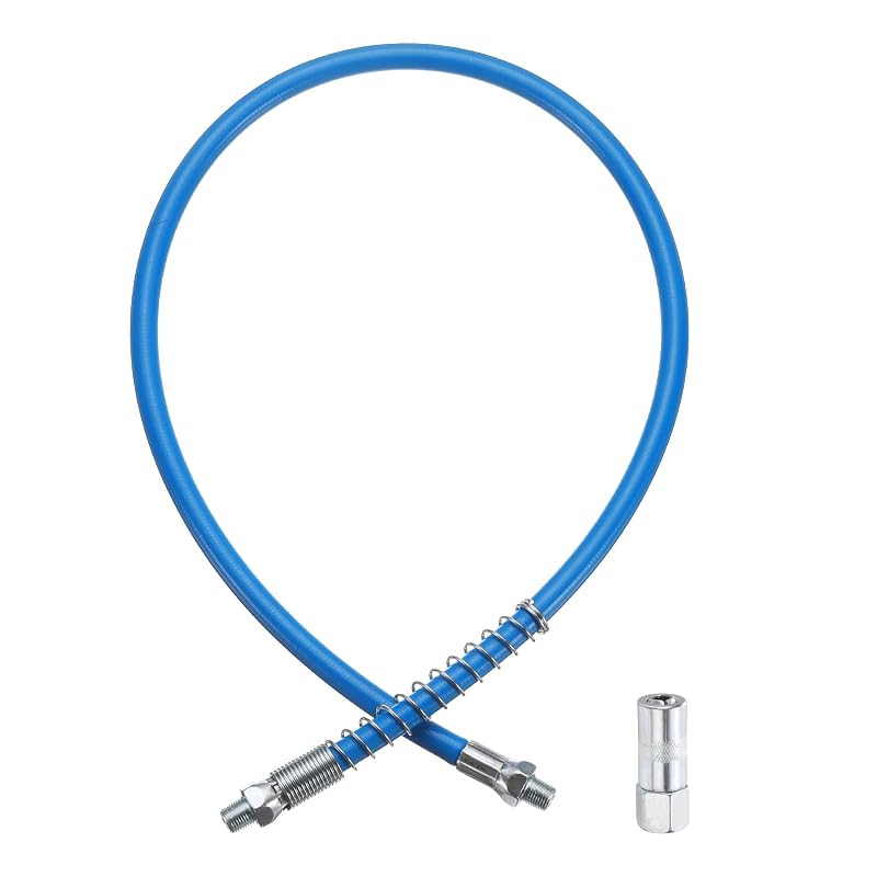 Kit de mangueira para engraxadeira HARFINGTON com acoplador, rosca 1/8 NPT, 80 cm, azul