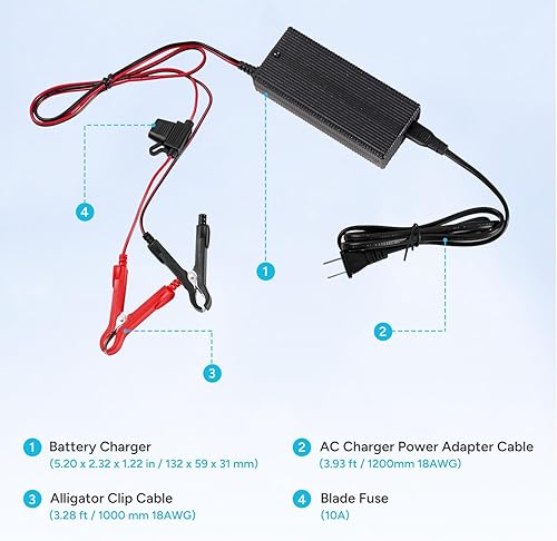 Miniatura 2 de DR.PREPARE Cargador de batería de litio LiFePO4 de 14.6V 5A AC-DC para batería de fosfato de hierro de litio de 12 V (12.8 V), carga inteligente de