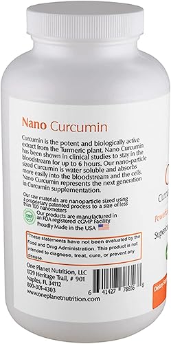 Miniatura 3 de One Planet Nutrition Cápsulas de nano curcumina, 500 mg de tamaño familiar, curcumina de cúrcuma sin gluten, cápsulas de cúrcuma sin OMG, sin