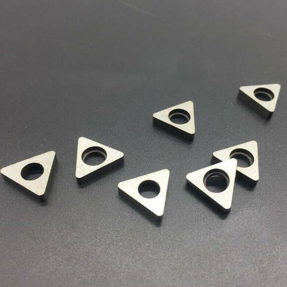 MT1603 - Portautensili per tornitura CNC, 10 pezzi, triangolare per inserti in carburo, spessore argento ad alta resistenza, 1,46 x 1,20 x 0,32 cm e 2 x 1,76 x 0,47 cm (MT1603)