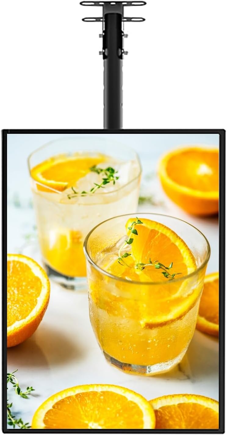 Ultra-thin Led Hanging Backlit Menu Board Aluminum Alloy Frame Led Digital Display BoardNot Easy to Deform Suitable for Commercial Purposes Such As Shopping Malls Advertising Exhibitions(Horizo