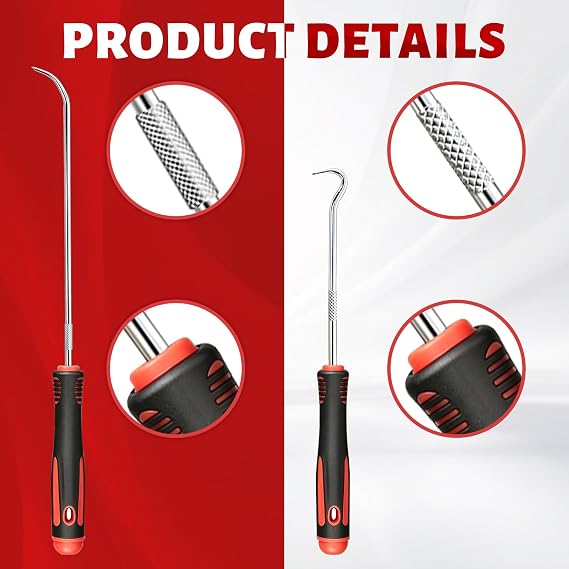10 Piece Pick and Hook Set, Picking Up and Ripping Out Kit for Automotive,Universal Oil Sealprecision Puller Remover with Long Handle, Mini Picks Tool for O-Rings Seals Car Tools Equipment
