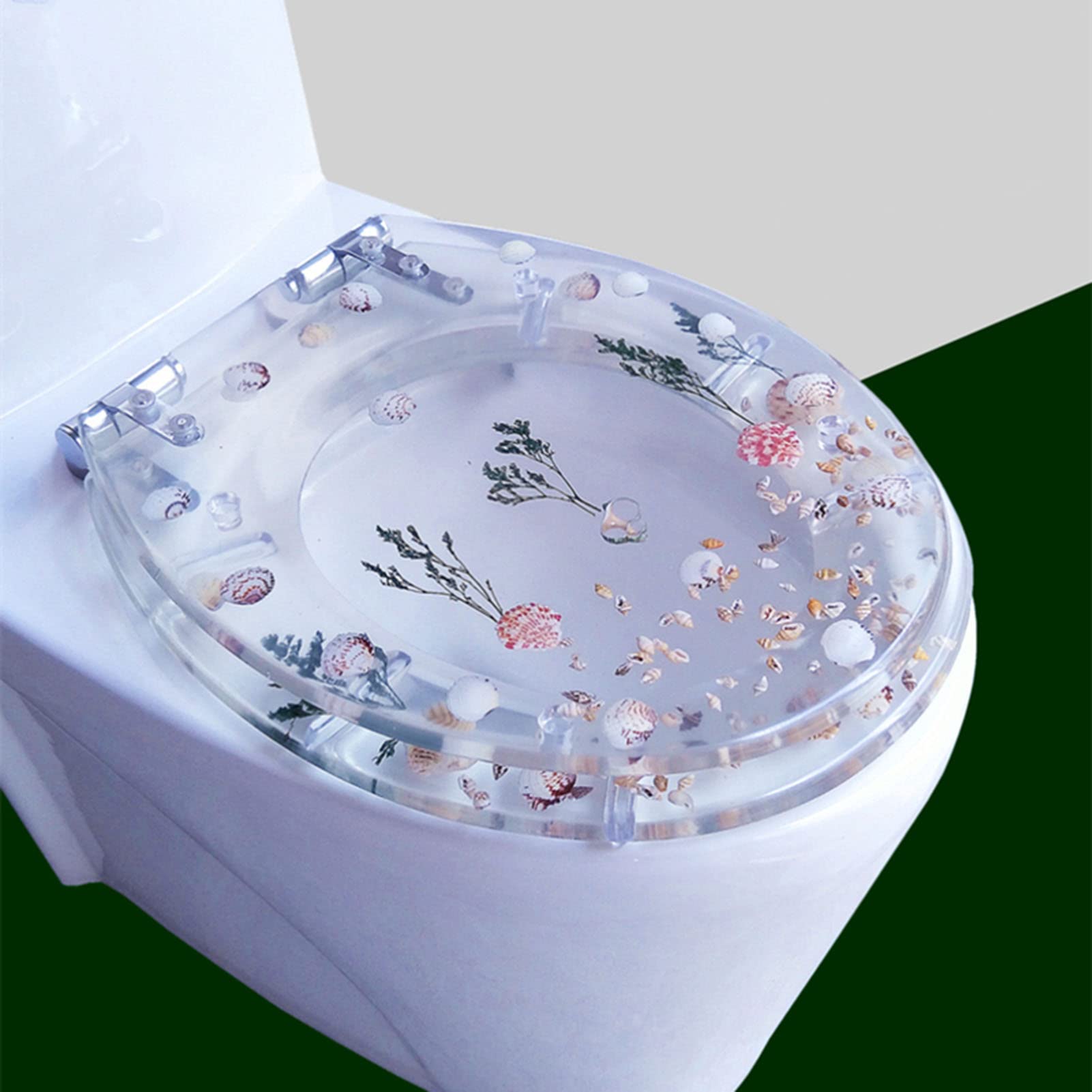 Sedile WC a chiusura lenta, universale, U/V/O, rimozione lenta per una facile pulizia, facile da installare, trasparente (C)
