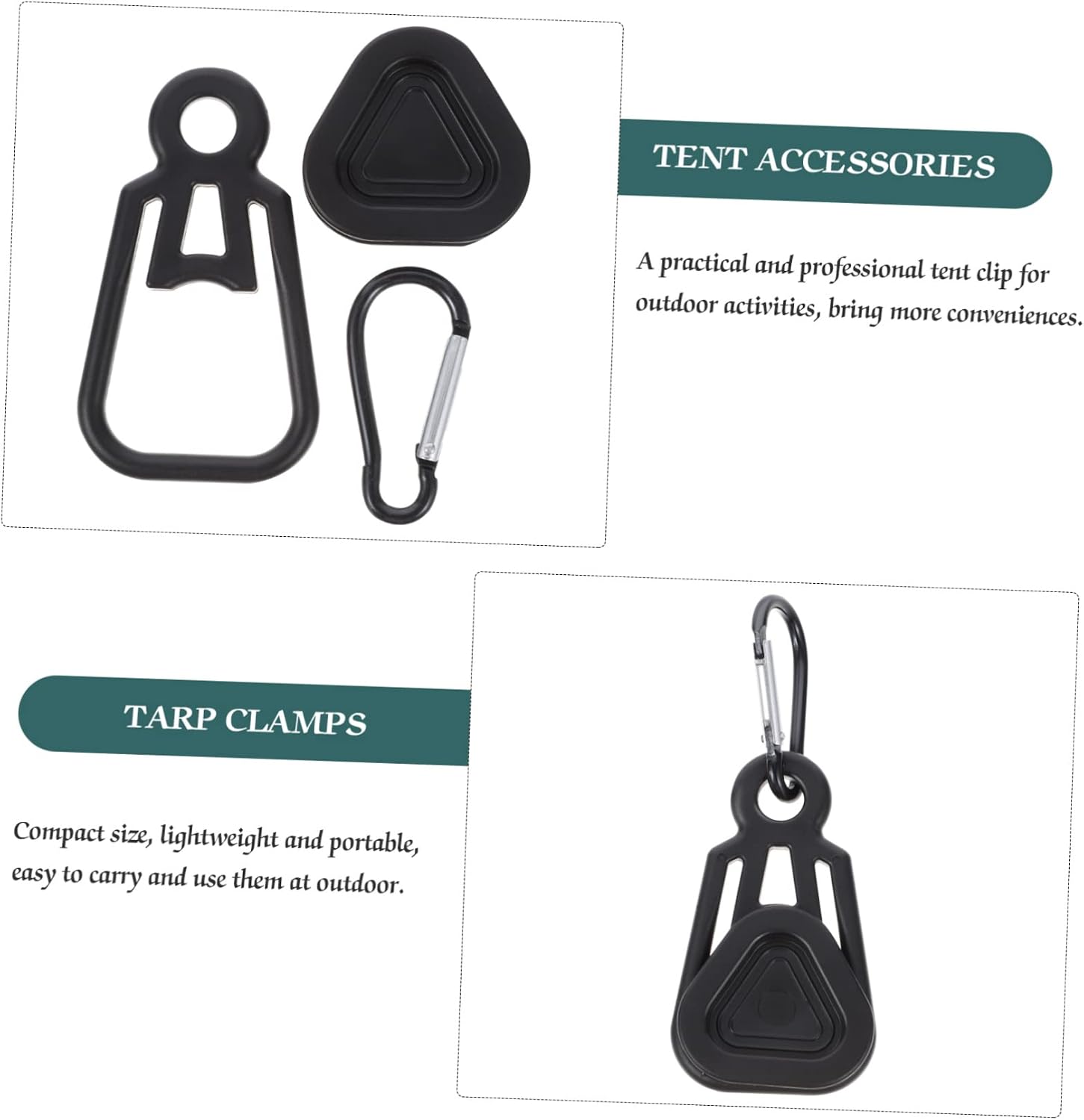 Sosoport 20sets Camping Tarp Clips Tent Tarp Hooks for Windy Conditions Easy Rope Attachment