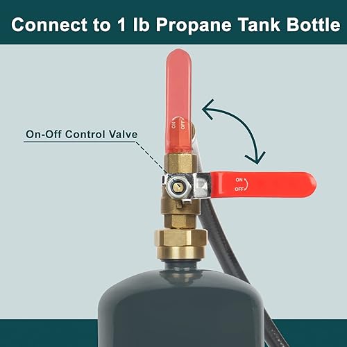 Miniatura 4 de GASPRO Kit adaptador de repuesto de tanque de propano de 1 libra, manguera de 3 pies con válvula de cierre de seguridad, llena fácilmente botellas