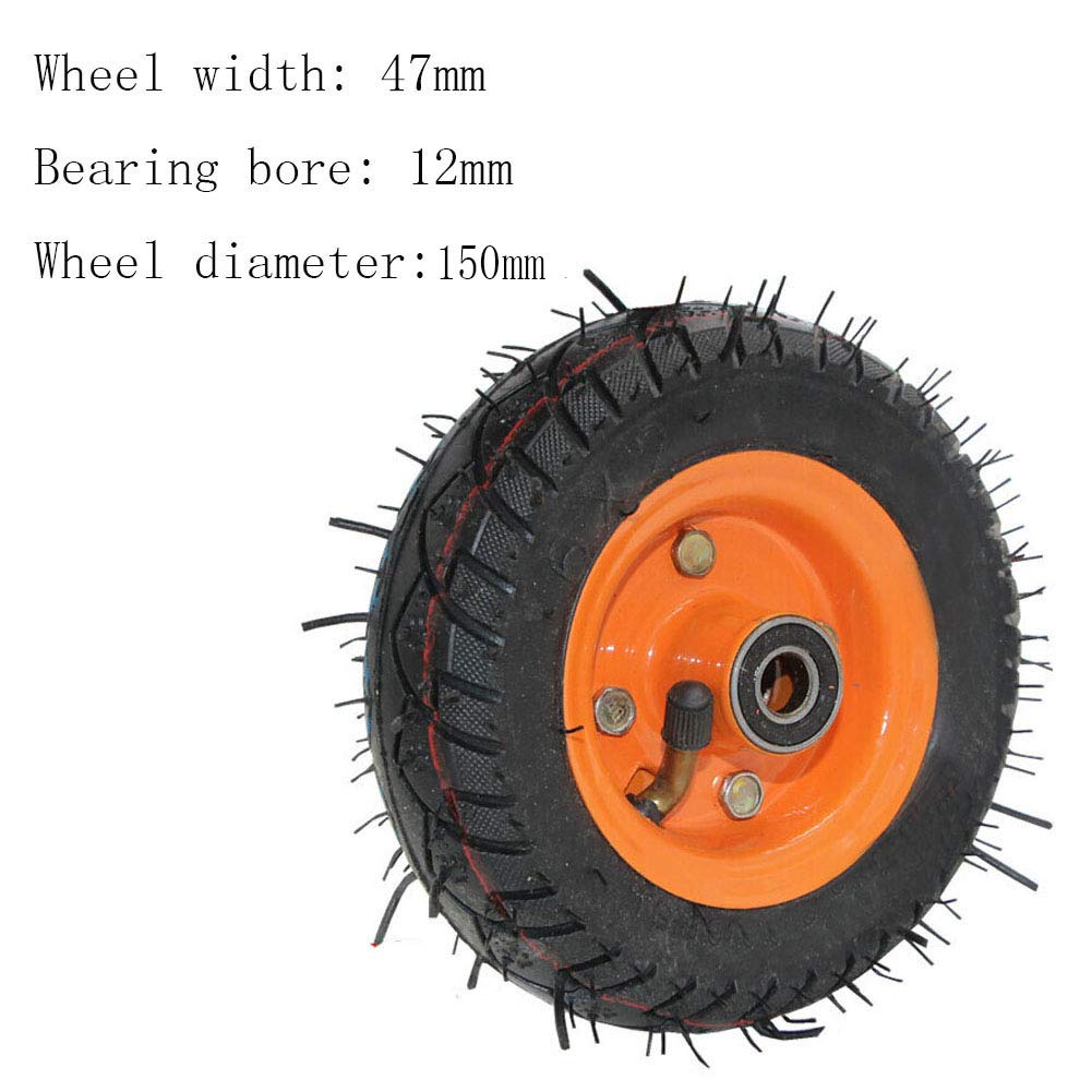 wheel Pneu Simple Gonflable en Caoutchouc de 6 Pouces, Chariot pour Service intensif, Roulette Simple en sourdine, Portant 150kg