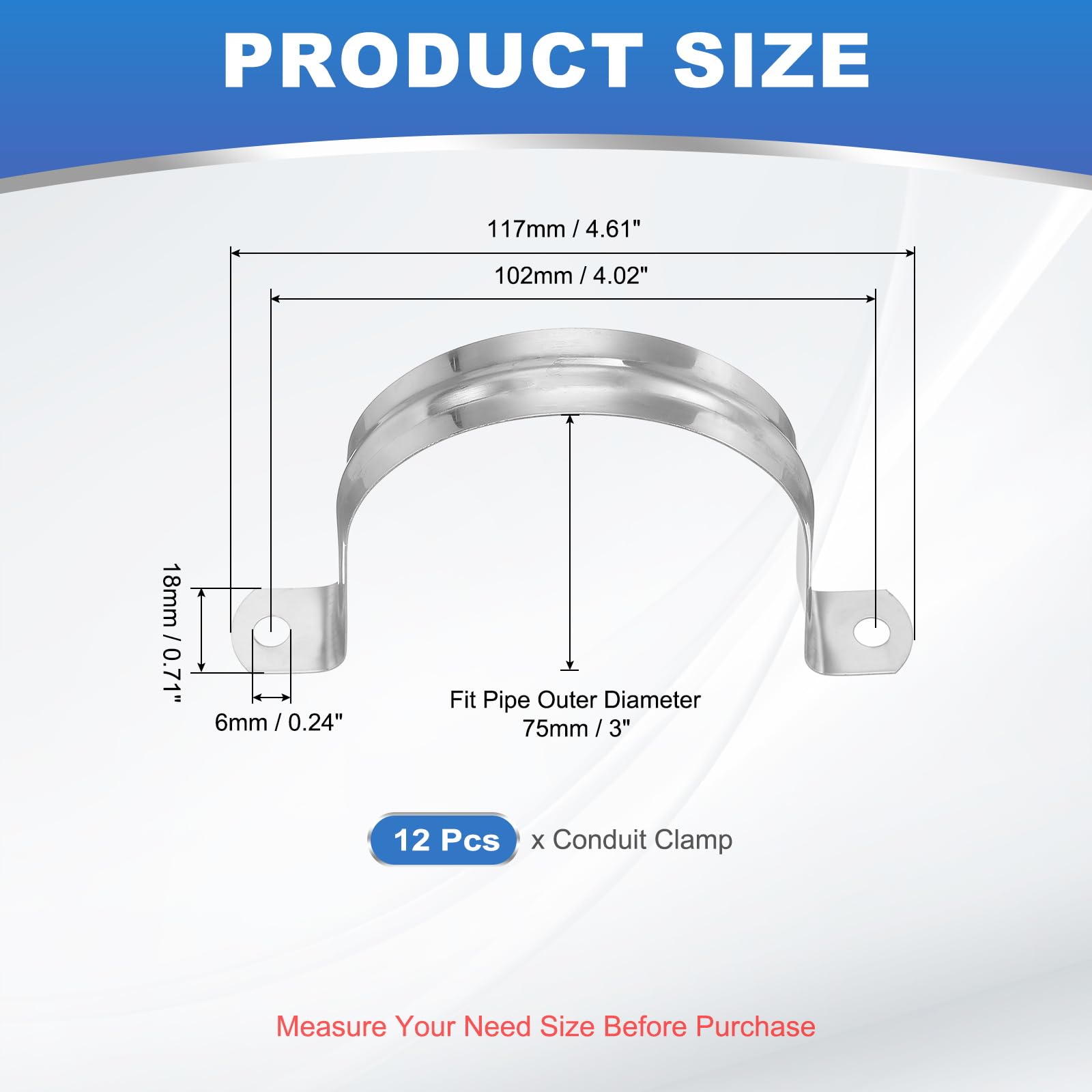 PATIKIL 75mm Rigid Pipe Strap - Image 2