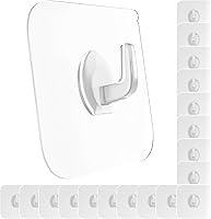 Vista 1 de GLUIT Ganchos transparentes de plástico adhesivo para pared sin taladros (20 ganchos pequeños)