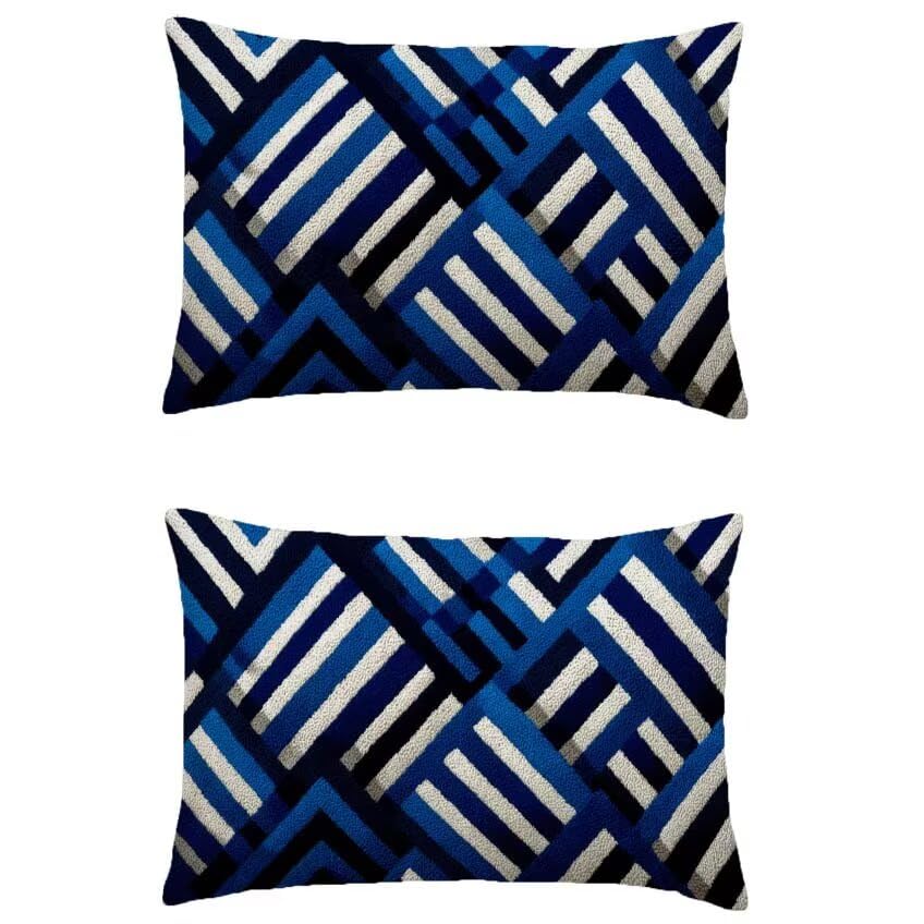 Housse de coussin 80x100 cm imperméable en lin pour grand canapé et extérieur (Lot de 2 M-729)