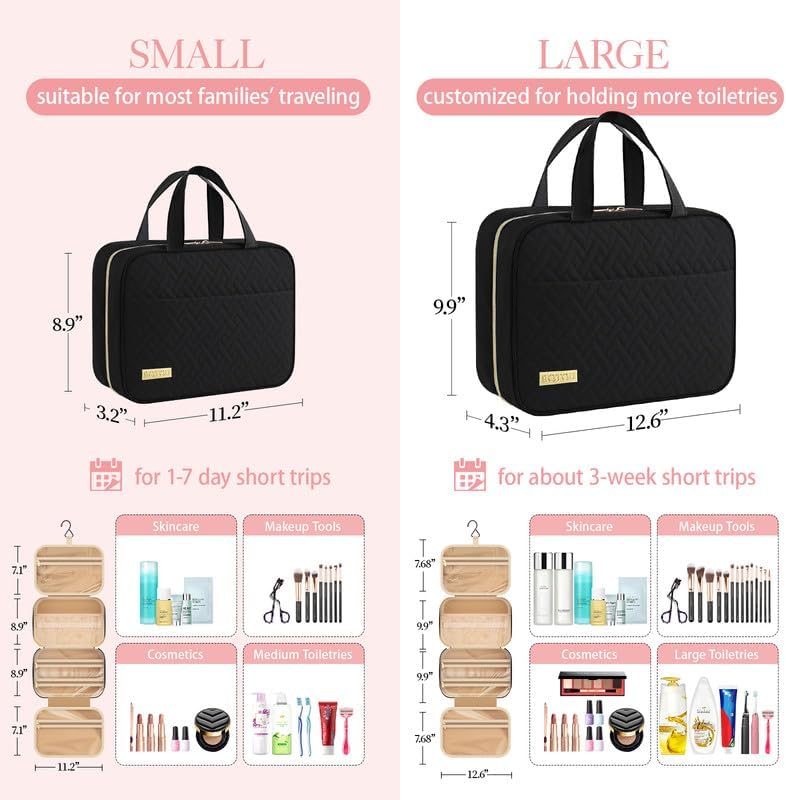 HOTOR Hanging Travel Toiletry Bag Women Men Essentials Black — view 2