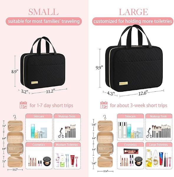 HOTOR Hanging Travel Toiletry Bag Women Men Essentials Black - 2