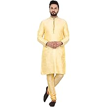 Art Silk Kurta Pajama for Men Indian Ethnic Wear Festival Dress Suit Set