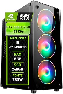 PC Gamer Blue PC Intel Core i5 3ª geração 8GB Geforce RTX 3060 12GB SSD 240GB - Fonte 750W