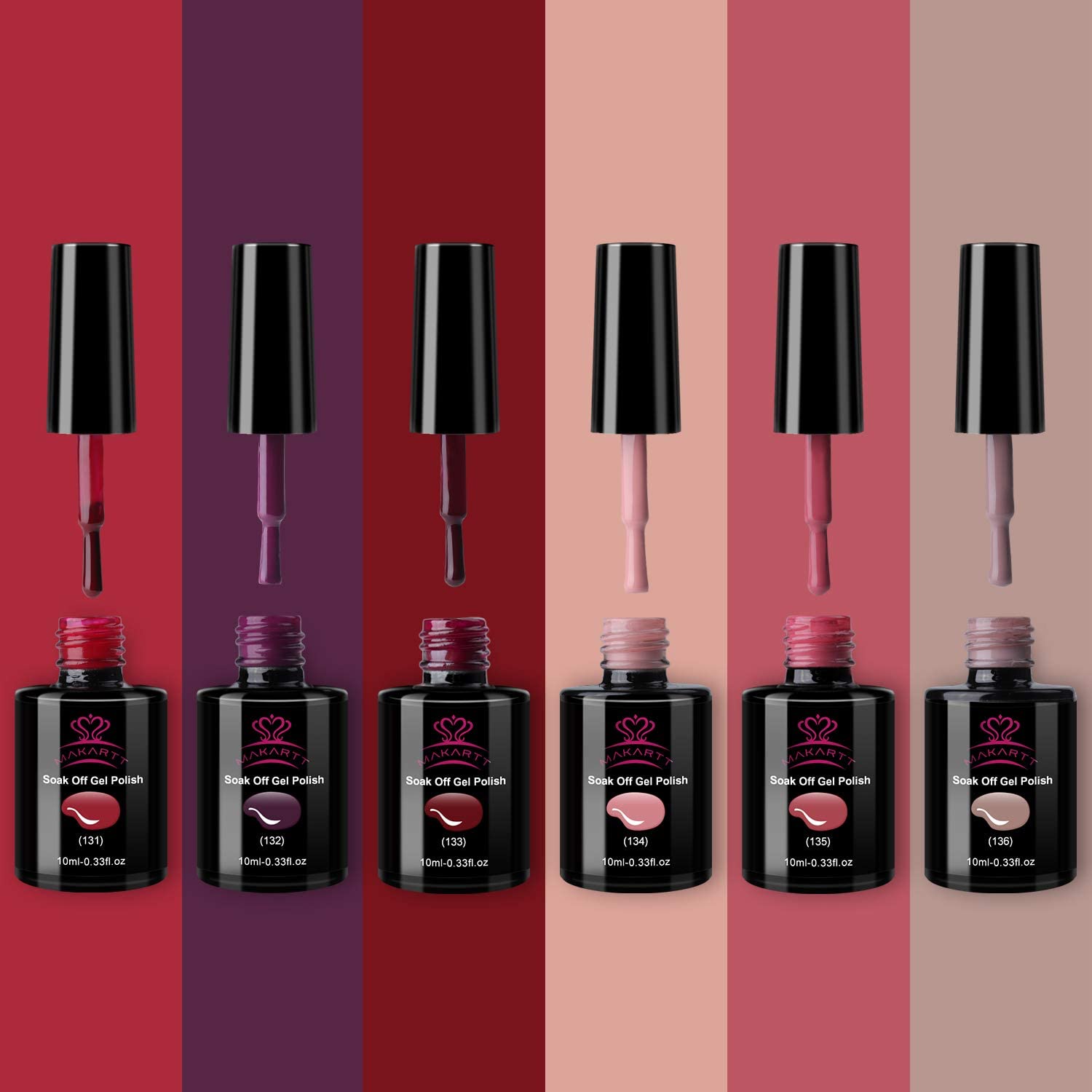 Makartt Gel Nail Polish Kit 6 Colors, Winter Wine Red Purple Pink Soak Off Gel Polish Set 10ml Dark Nail Polish For Nail Art Salon DIY at Home, Gift for New Year Christmas Holiday : Beauty & Personal Care