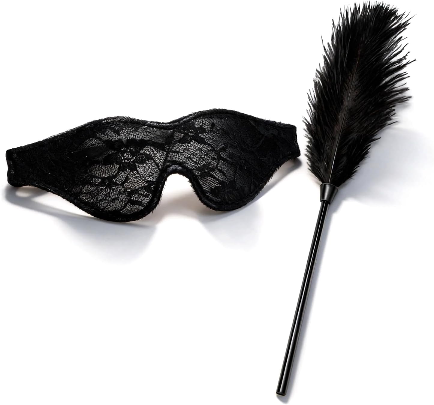 Lace Sex Blind Fold with Sex Feather Stick Tickling Sexy Blindfold Erotic Torture Tool Blind Fold Eye Mask Sexy BDSM Tease Feather Stick Sex Whip Kinky Sex Toy in Bed for Couples Women Men