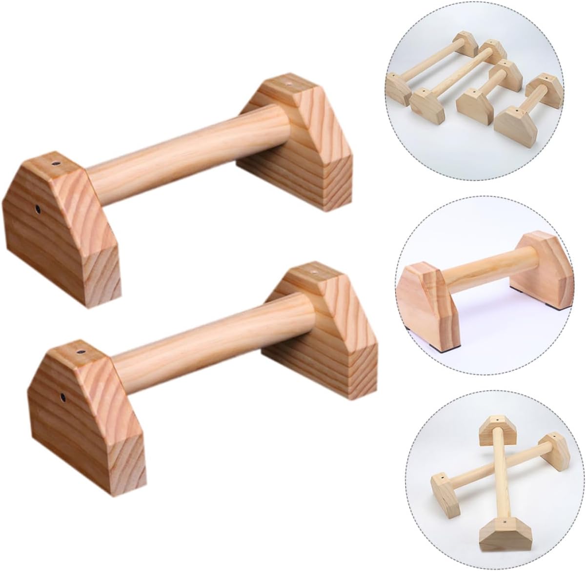 Push-up Stands for Home Pine Wood with Multi-point Gravity Distribution Safe Grip Bars Fitness Equipment for Upper Body and Core Strength Training