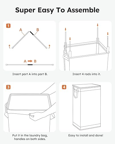 Miniatura 8 de SOLEDI Cesta de lavandería negra con tapa y bolsa extraíble, cesta de lavandería grande y alta de 100 litros, plegable con asa para almacenamiento