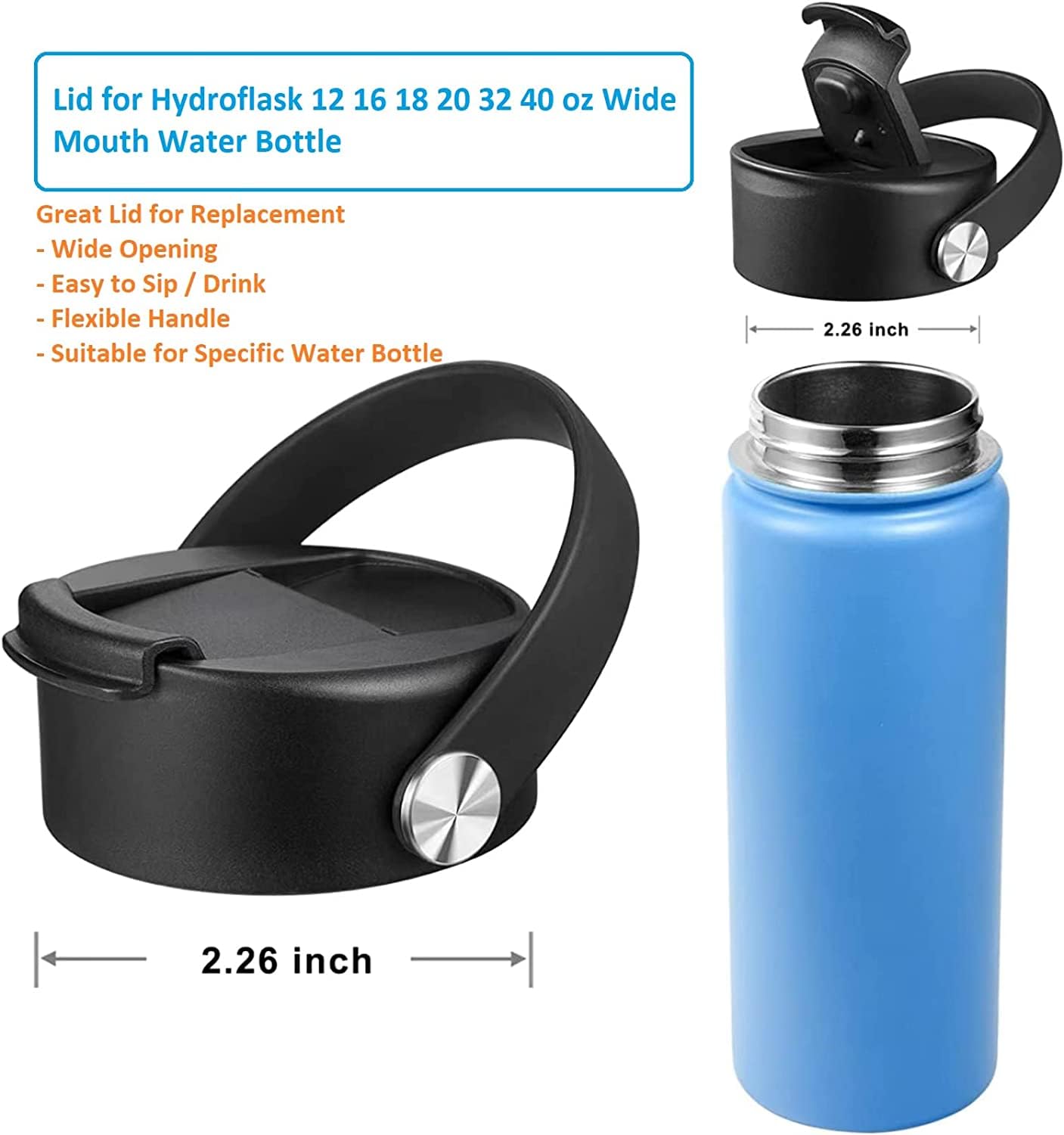 Trinkhalm-Deckel Für Hydro Flask & Andere Weithalsflaschen – Mit Strohhalmen & Bürste, BPA-frei, Mehrere Größen