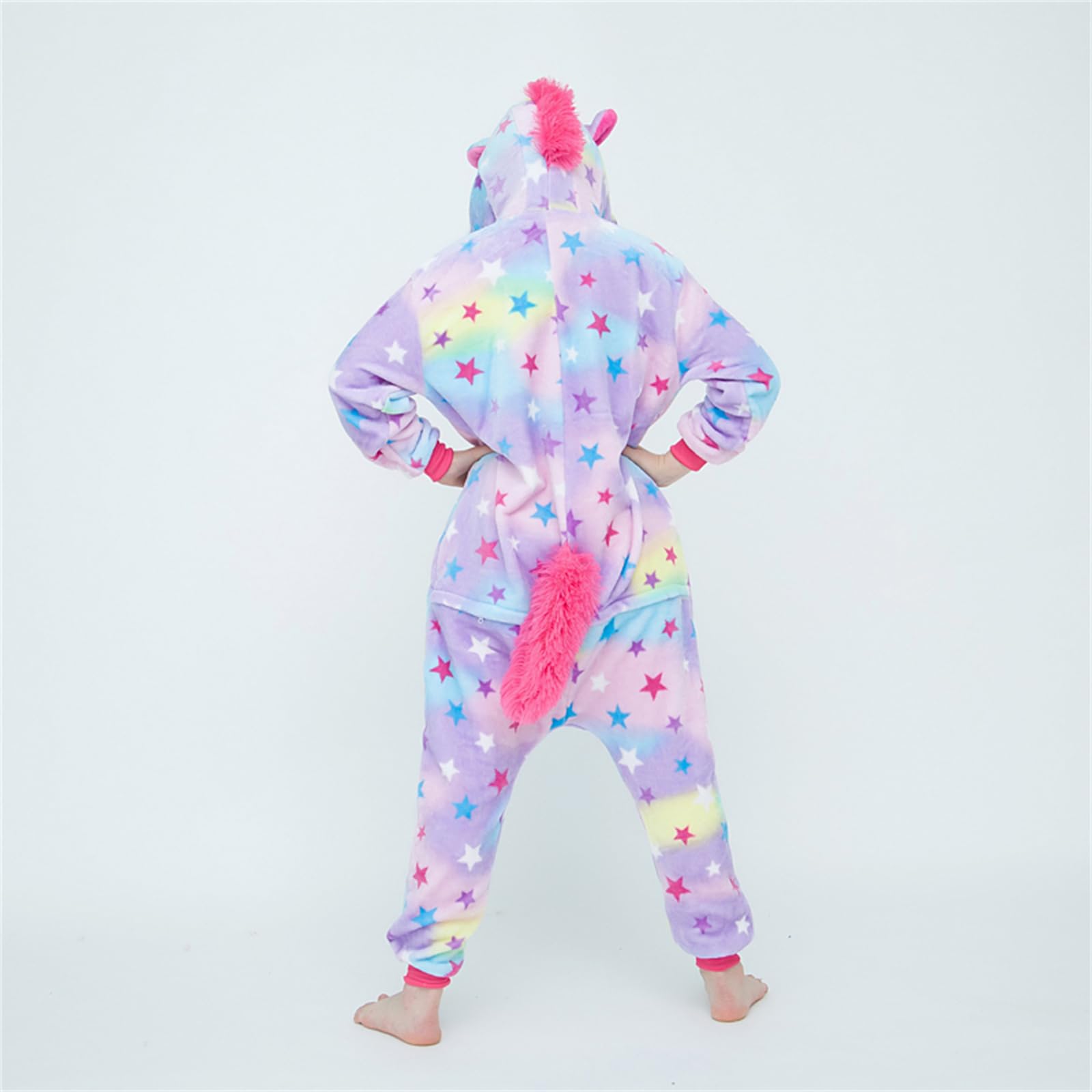 Unisex Kinder Einhorn Pyjamas Onesie Karton Animal Cosplay Fasching Kostüm Warm Gefüttert Body Overall Tier Nachtwäsche Karneval Weihnachten Xmas Pyjamas Sleepwear Jungen Mädchen