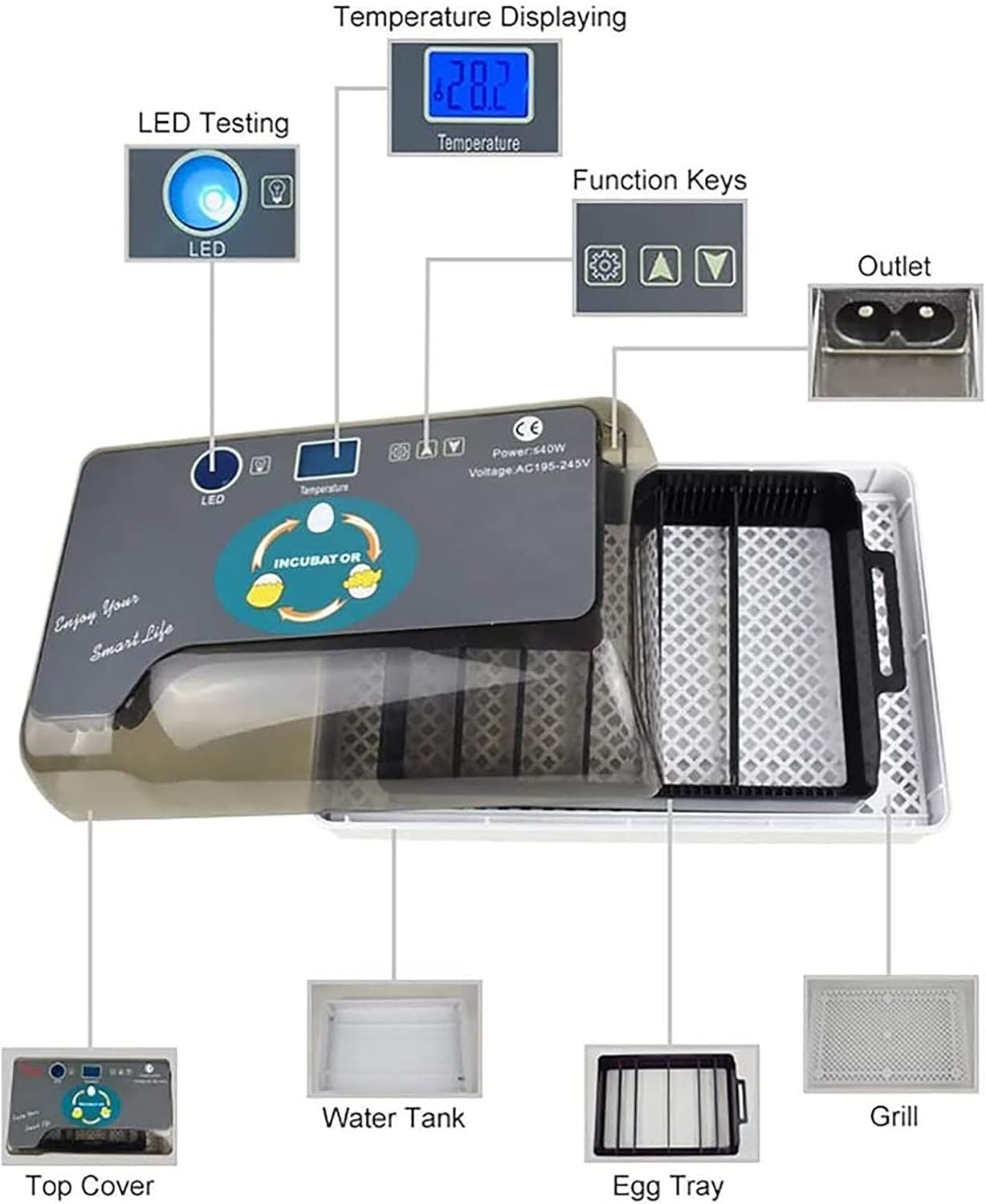 Egg Incubator Incubator for Eggs Egg Incubator Mini 12 Machine Fully Automatic Digital LED Turning