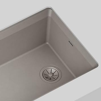 Blanco Essential Kitchen Sink Basket Strainer - 3.5 Sink Drain Strainer with Turn-to-Close Design, Color-Coordinated for Blanco SILGRANIT Sinks, Truffle