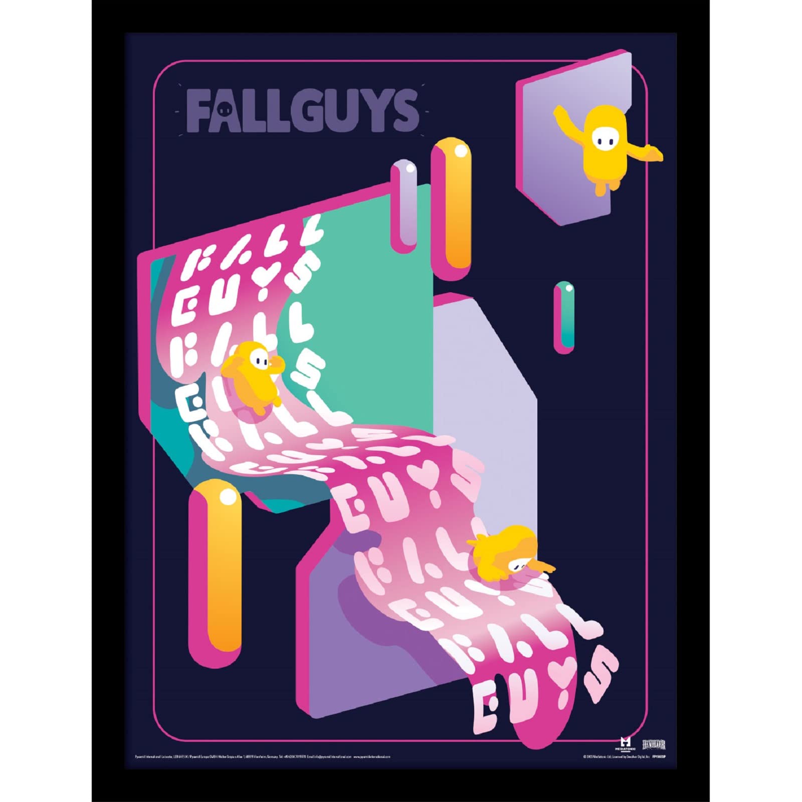 Pyramid InternationalPyramid International Fall Guys Poster (Sliding Calamity Design) Framed Wall Art in 30x40cm Frame, Wall Art for Living Room, Posters for Bedroom - Official Merchandise