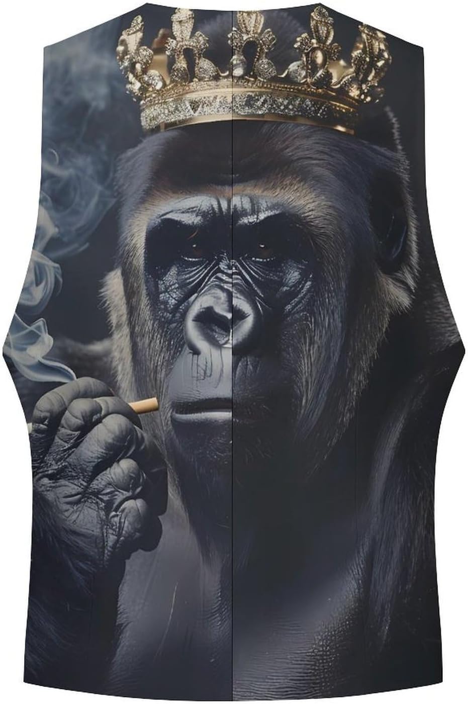 Black Gorillas Big Monkey Smoking Men's Suit Vest Formal Vests Casual Dress Fit Waistcoat Casual Tuxedo for Business