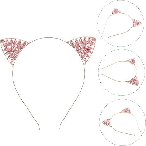 Miniatura 9 de FOMIYES Diademas de perlas para mujer, cintillos de para mujer, diadema de orejas de cristal, diadema de lentejuelas para el pelo con orejas de