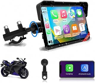 Jansite 7 inch Motorcycle CarPlay Android Auto Motorbike Carplay Screen Motorcycle Sat Nav Waterproof IP67 with Dual Bluetooth, Siri/Google Voice Control