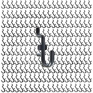 Jucoan 200 Pack Pegboard Hooks, 1/4 Inch J Peg Hooks KitÂ for Garage Tool Storage Organizer, Jewelry Hanging (Black)
