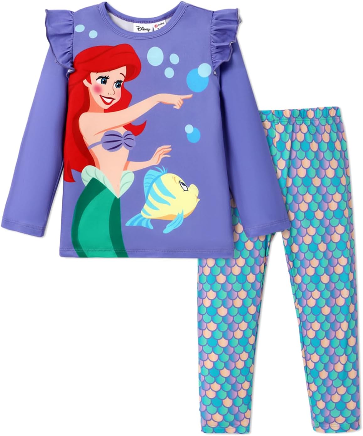 DisneyPrincess Toddler Girl Outfit Long Sleeve Shirt and Leggings 2PCS Girls Clothing Sets Fall Pullover Dailywear