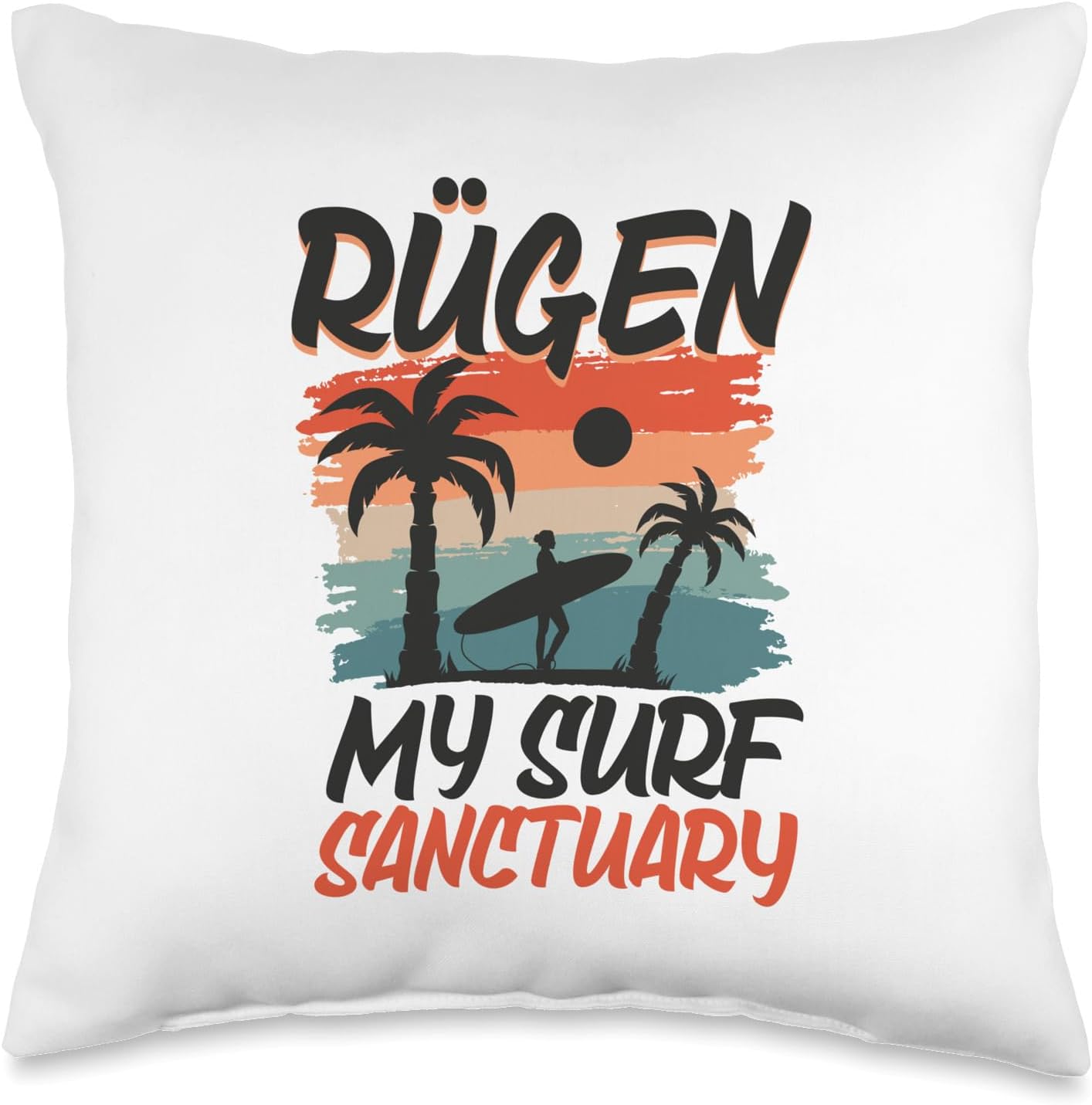 Surfing at Rügen Throw Pillow