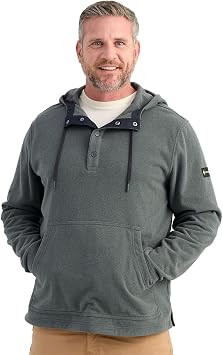 NOMAD Mens Still Trad Snap Fleece Hoodie, Midweight Lifestyle Pullover With Snap-front Design