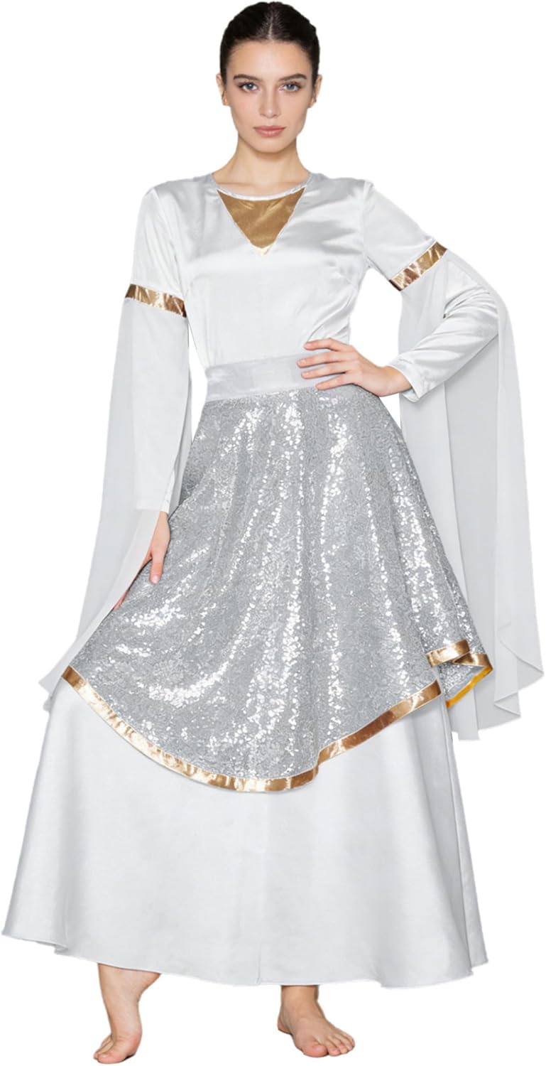 Praise Dance Dress for Women Liturgical Lyrical Dancewear Themed Party Christian Choir Performance Costume