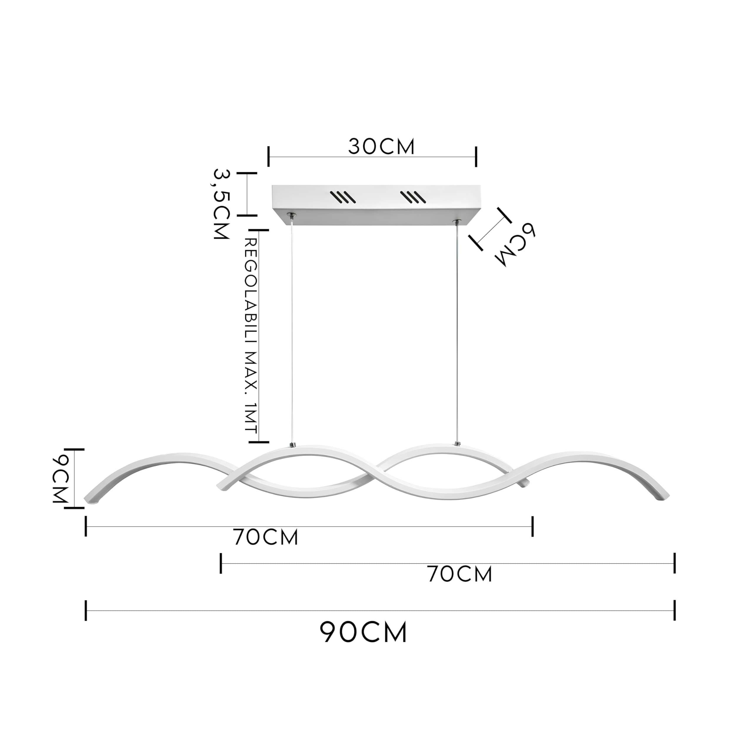 MAKA Lampadario a Led da Soffitto | 25W, 6500K Bianco Freddo | Pendente a Sospensione Moderno per Cucina, Salotto, Camera Letto, Ingresso, Bagno, Ufficio