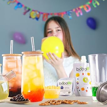 Bobalife Summerfruit Bubble Tea Kit - Make Your Own Boba Tea At Home | 12 Drinks | Popping Boba & Tapioca Pearls | Vegan Gluten Gift Set