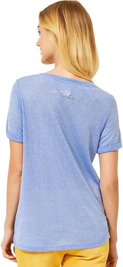 T-shirt à Manches Courtes Street One Pour Femme - Blanc, Imprimé Partiel, Col Rond, Taille 38