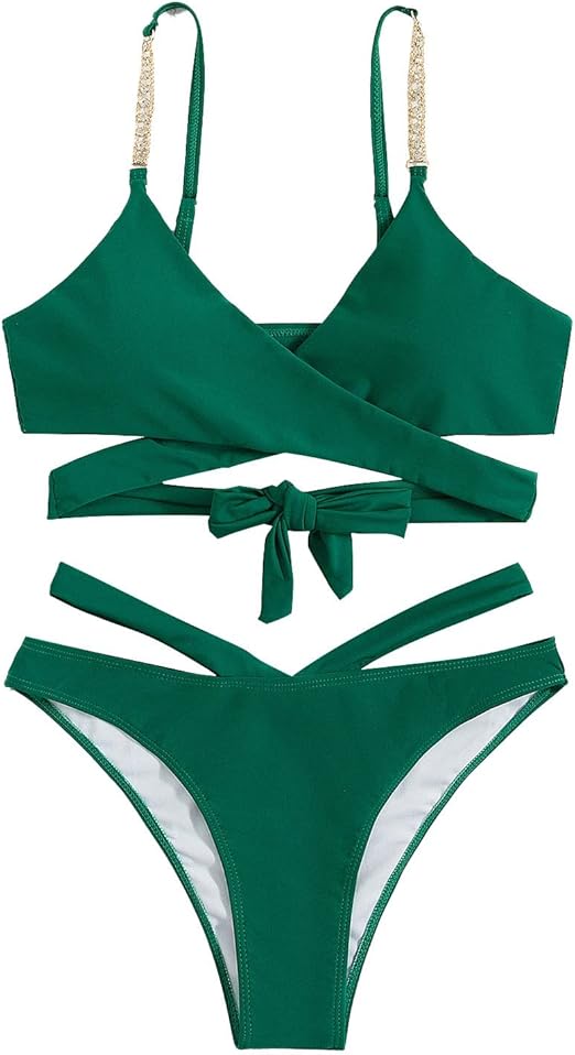 TWIOIOVE Bandeau Bikini Damen High Waist High Waist Gepolstert Push up Bademode Damen Tankini