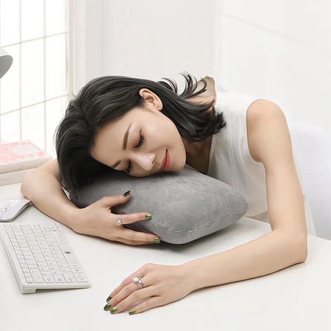 Almohada de viaje viscoelástica pequeña gris claro miniatura 2