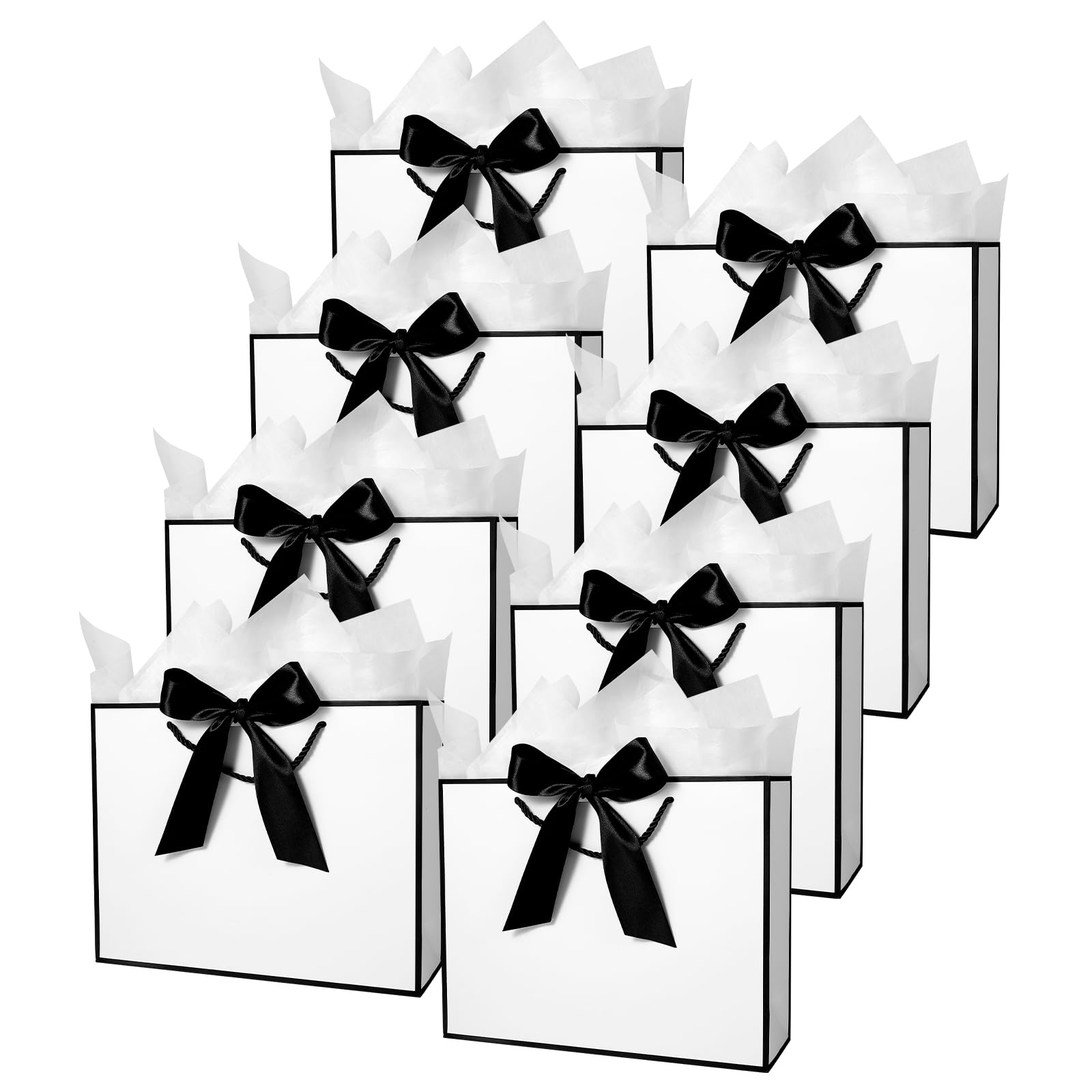 FLUETOOD Gift Bags for Presents 32 * 25 * 10cm, 8pcs Large Gift Bags with 8 Tissue Paper for Women Men Birthday Party Wedding Baby Shower and Christmas