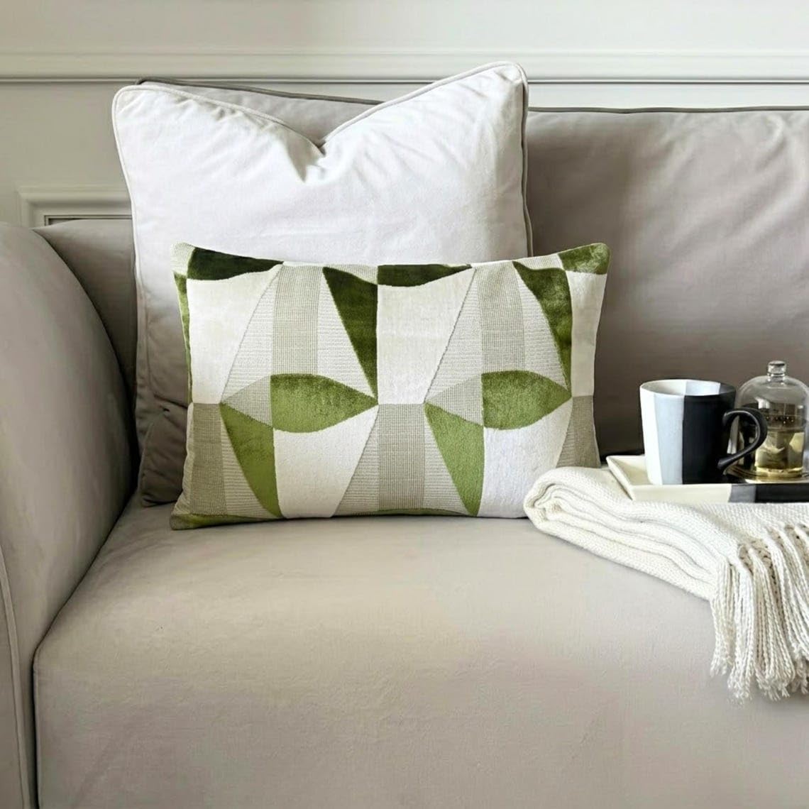 Set di 2 Verde Velluto Copricuscino lombare 30x40 cm - Green Prism Lumbar