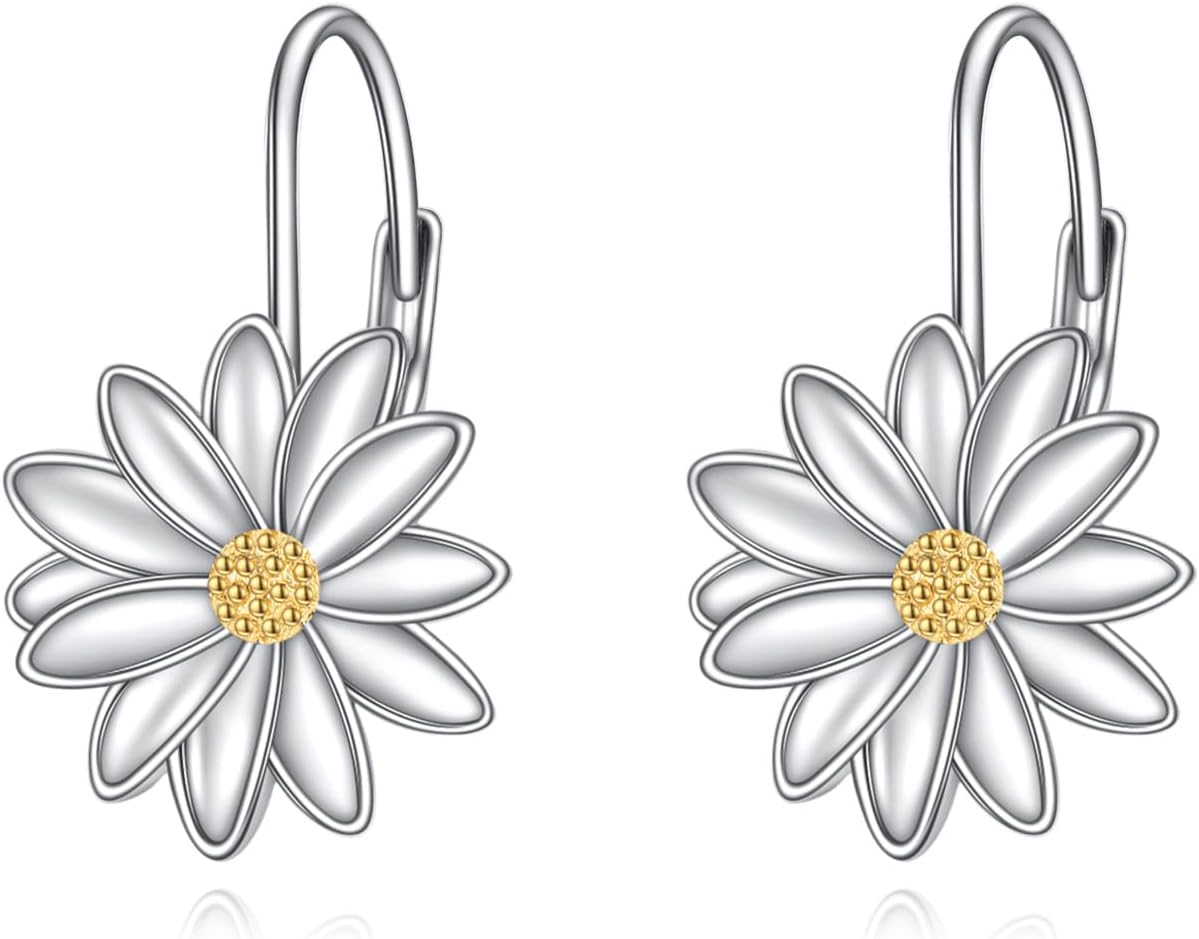 YFN Daisy Flower Earrings Gifts for Women Sterling Silver Daisy Pendant Jewelry for Women
