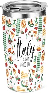 jeilink Italian Gifts, 20 oz Insulated Tumbler, Tumbler with Lid, Vacuum Travel Coffee Mug Stainless Steel Cup for Cold Hot Drink Gift for Women Men Christmas Birthday Camping Italy Travel Essentials