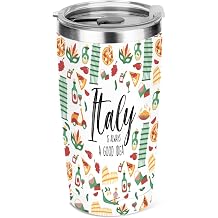 Italian Gifts, 20 oz Insulated Tumbler, Tumbler with Lid, Vacuum Travel Coffee Mug Stainless Steel Cup for Cold Hot Drink Gift for Women Men Christmas Birthday Camping Italy Travel Essentials